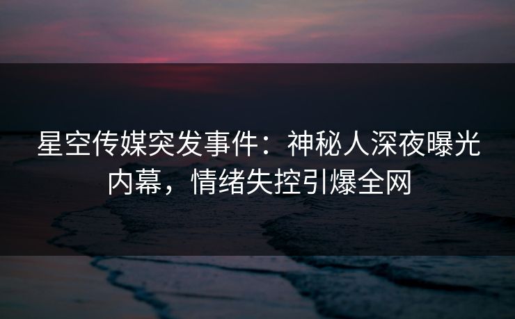星空传媒突发事件：神秘人深夜曝光内幕，情绪失控引爆全网
