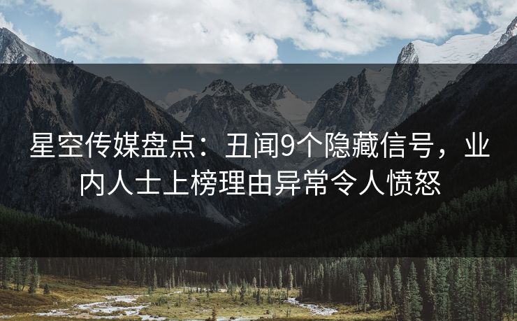 星空传媒盘点：丑闻9个隐藏信号，业内人士上榜理由异常令人愤怒