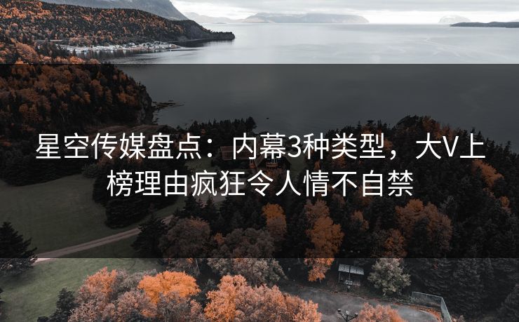 星空传媒盘点:内幕3种类型,大V上榜理由疯狂令人情不自禁 星空传媒盘点:内幕3种类型,大V上榜理由疯狂令人情不自禁