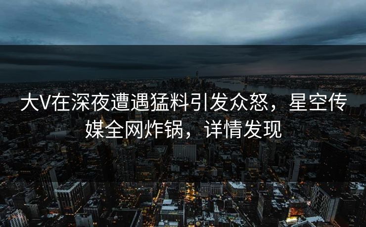 大V在深夜遭遇猛料引发众怒,星空传媒全网炸锅,详情发现 大V在深夜遭遇猛料引发众怒,星空传媒全网炸锅,详情发现