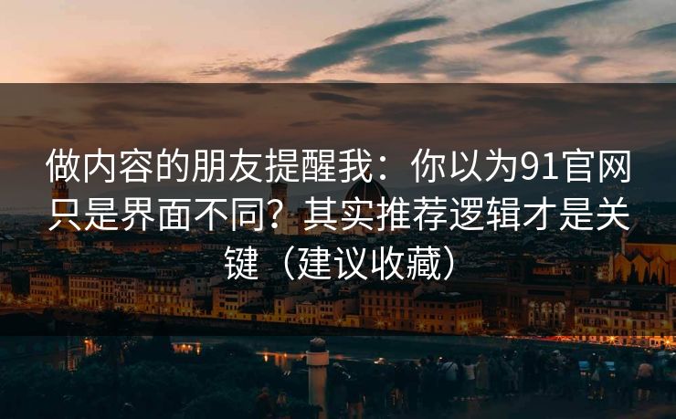 做内容的朋友提醒我：你以为91官网只是界面不同？其实推荐逻辑才是关键（建议收藏）