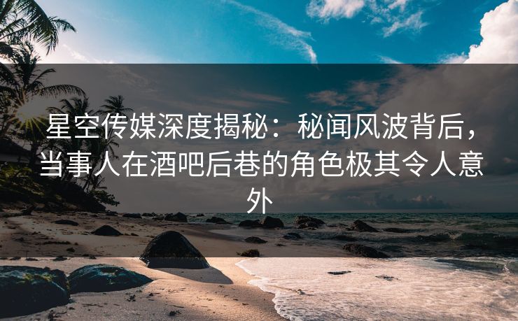 星空传媒深度揭秘：秘闻风波背后，当事人在酒吧后巷的角色极其令人意外