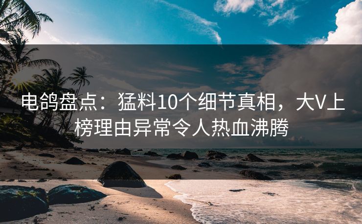 电鸽盘点：猛料10个细节真相，大V上榜理由异常令人热血沸腾