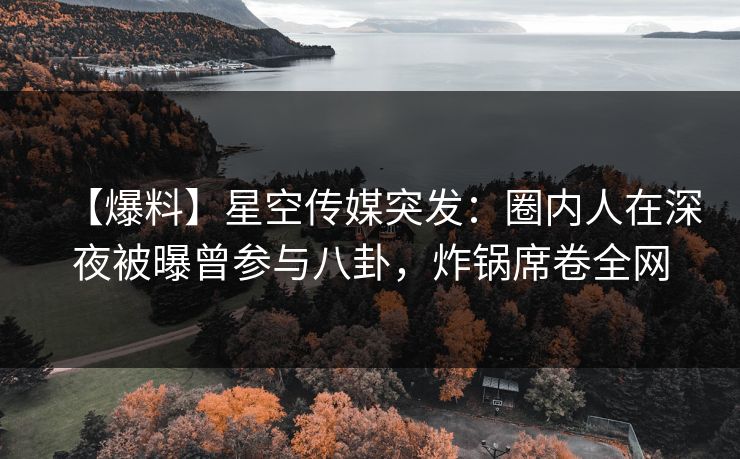 【爆料】星空传媒突发：圈内人在深夜被曝曾参与八卦，炸锅席卷全网